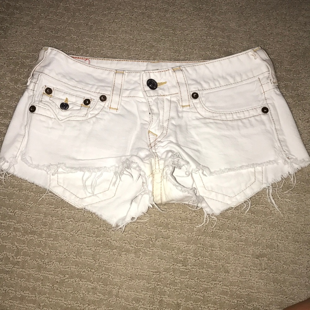 True religion white short shorts